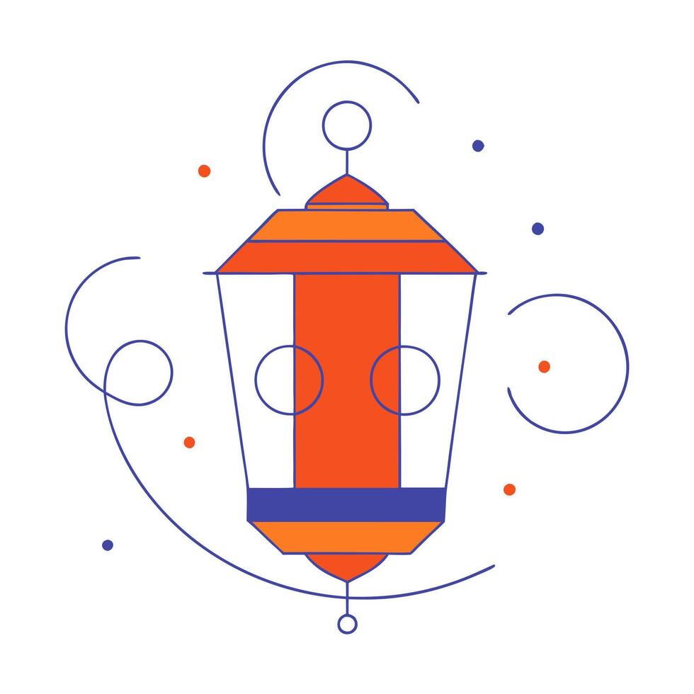 Glowing Diwali lantern with swirling light patterns suspended mid air isolated on a white background vector