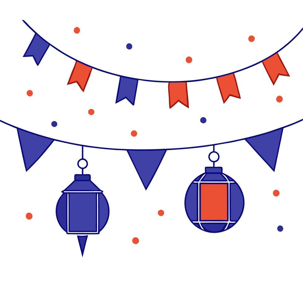 Glowing Diwali garlands with holographic lanterns and event streamers isolated with vibrant copy space vector