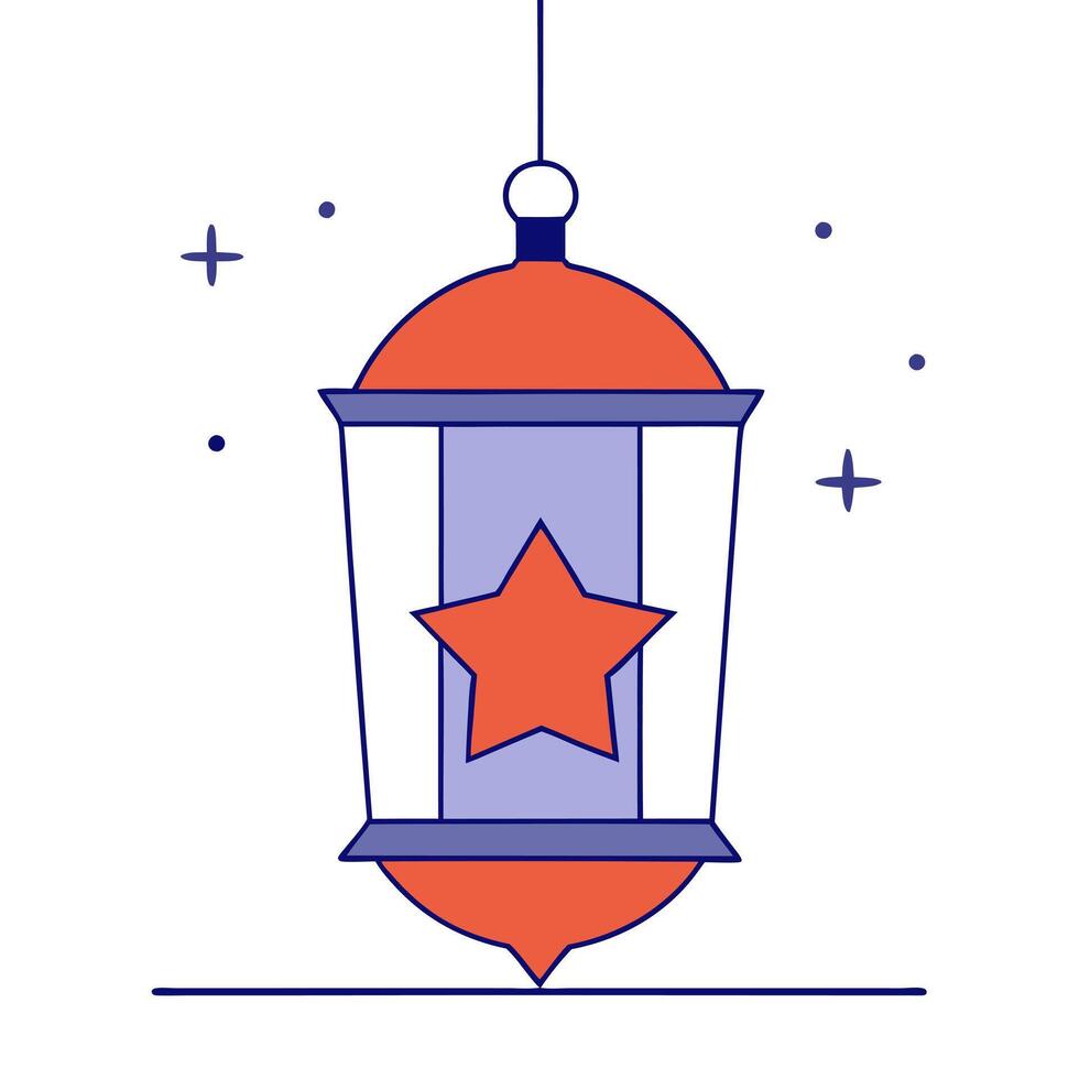 Glowing Diwali lantern with a hanging star isolated on a white background vector