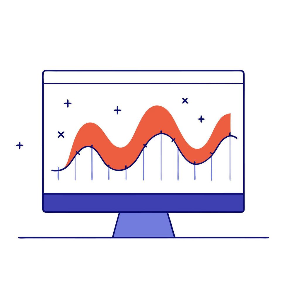 Glowing wave forming a stock market ticker vector