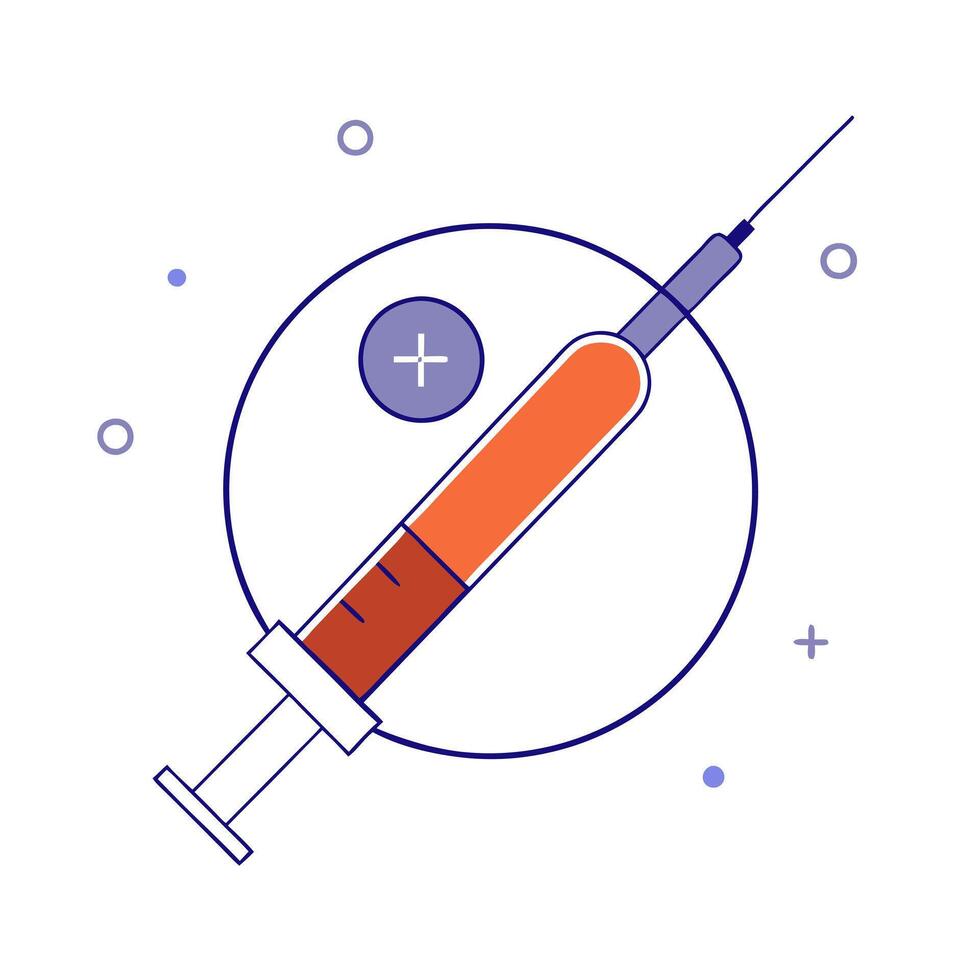 Hovering insulin pen and syringe with blue circle vector