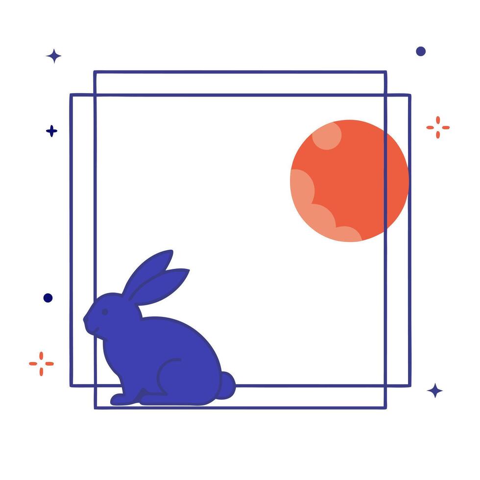 Jade Rabbit and Moon Border Frame with Copy Space vector