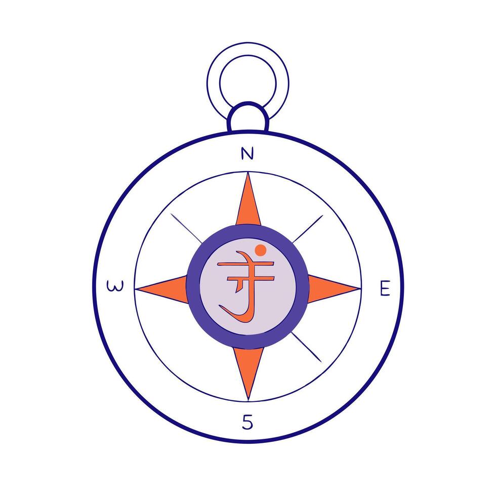 Holographic compass with Labh Pancham symbol and copy space vector