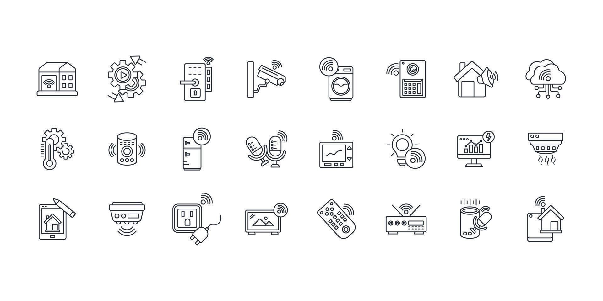 Home automation icon set..Editable stroke.linear style sign for use web design,logo.Symbol illustration. vector