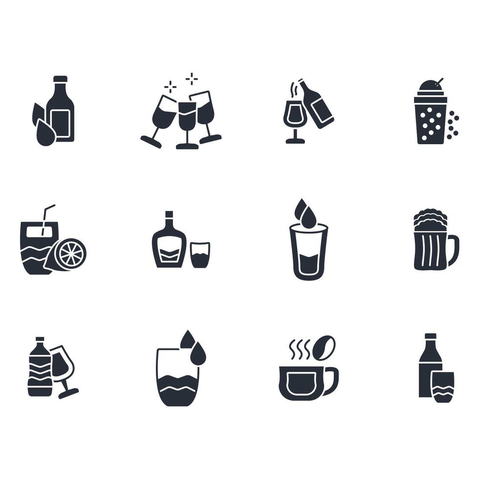 Drinks icon set..Editable stroke.linear style sign for use web design,logo.Symbol illustration. vector