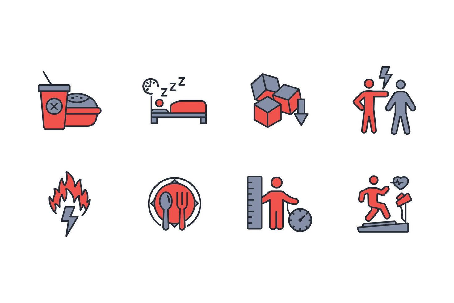 Weight loss icon set..Editable stroke.linear style sign for use web design,logo.Symbol illustration. vector