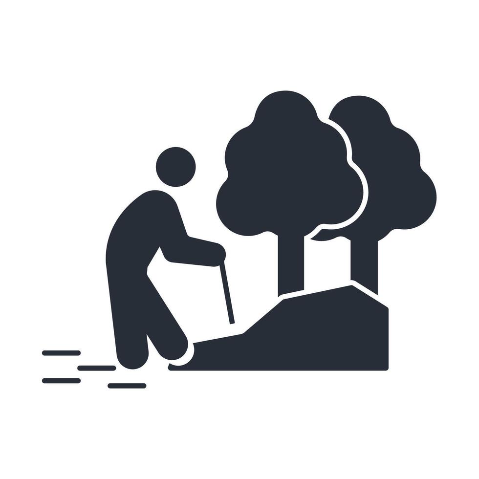 Hiking icon. .Editable stroke.linear style sign for use web design,logo.Symbol illustration. vector
