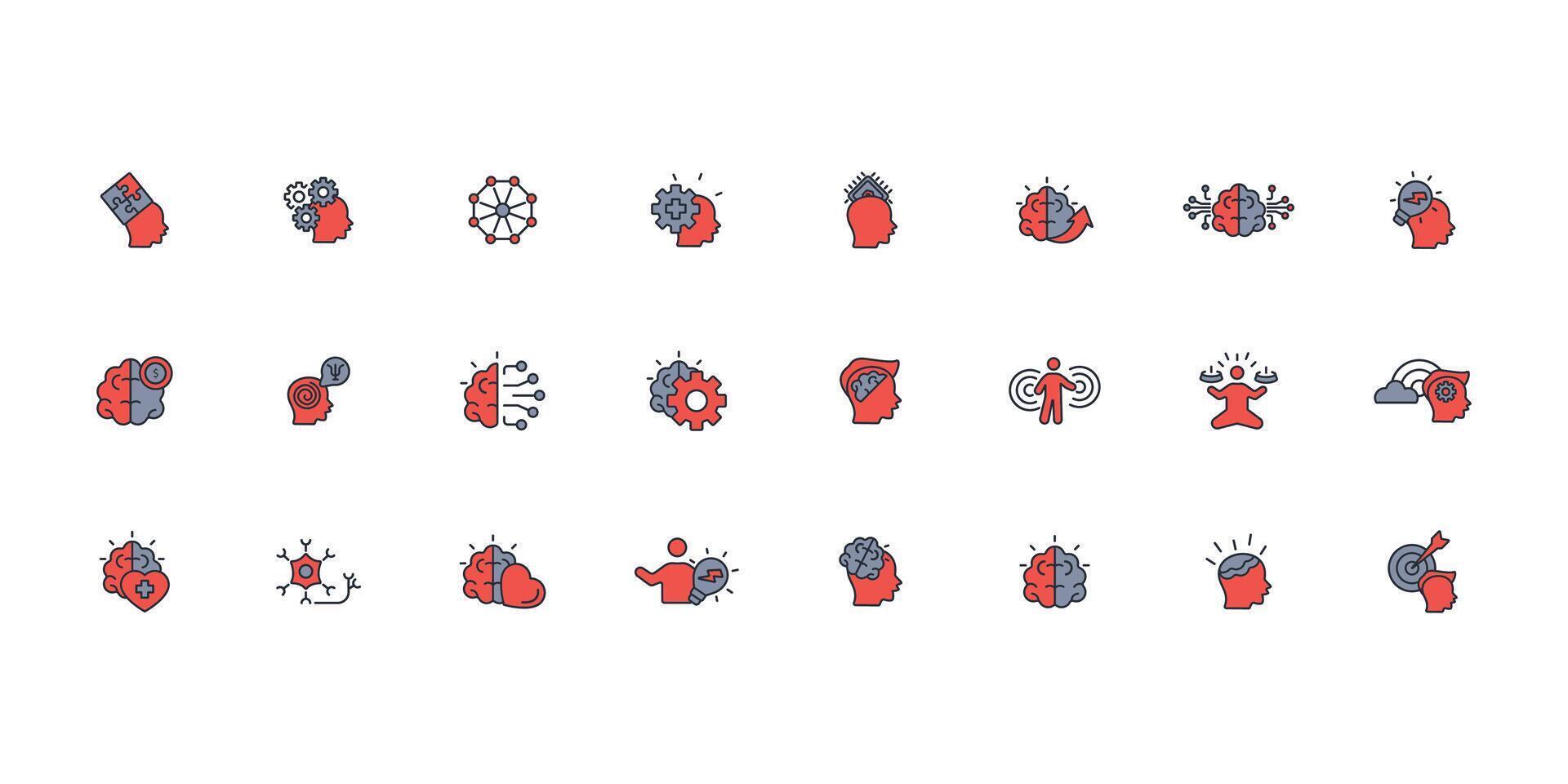Brain icon set..Editable stroke.linear style sign for use web design,logo.Symbol illustration. vector