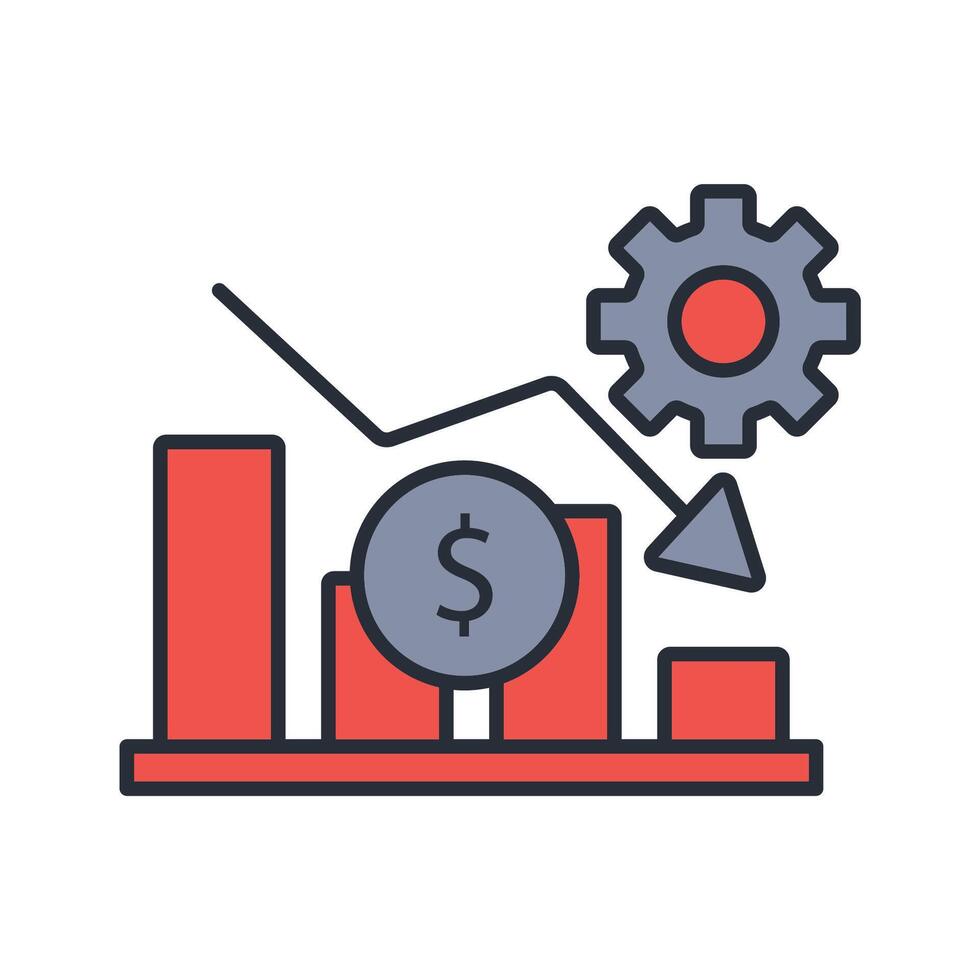 financial crisis icon. .Editable stroke.linear style sign for use web design,logo.Symbol illustration. vector