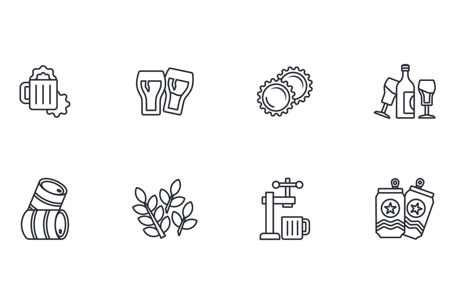 Beer icon set..Editable stroke.linear style sign for use web design,logo.Symbol illustration. vector
