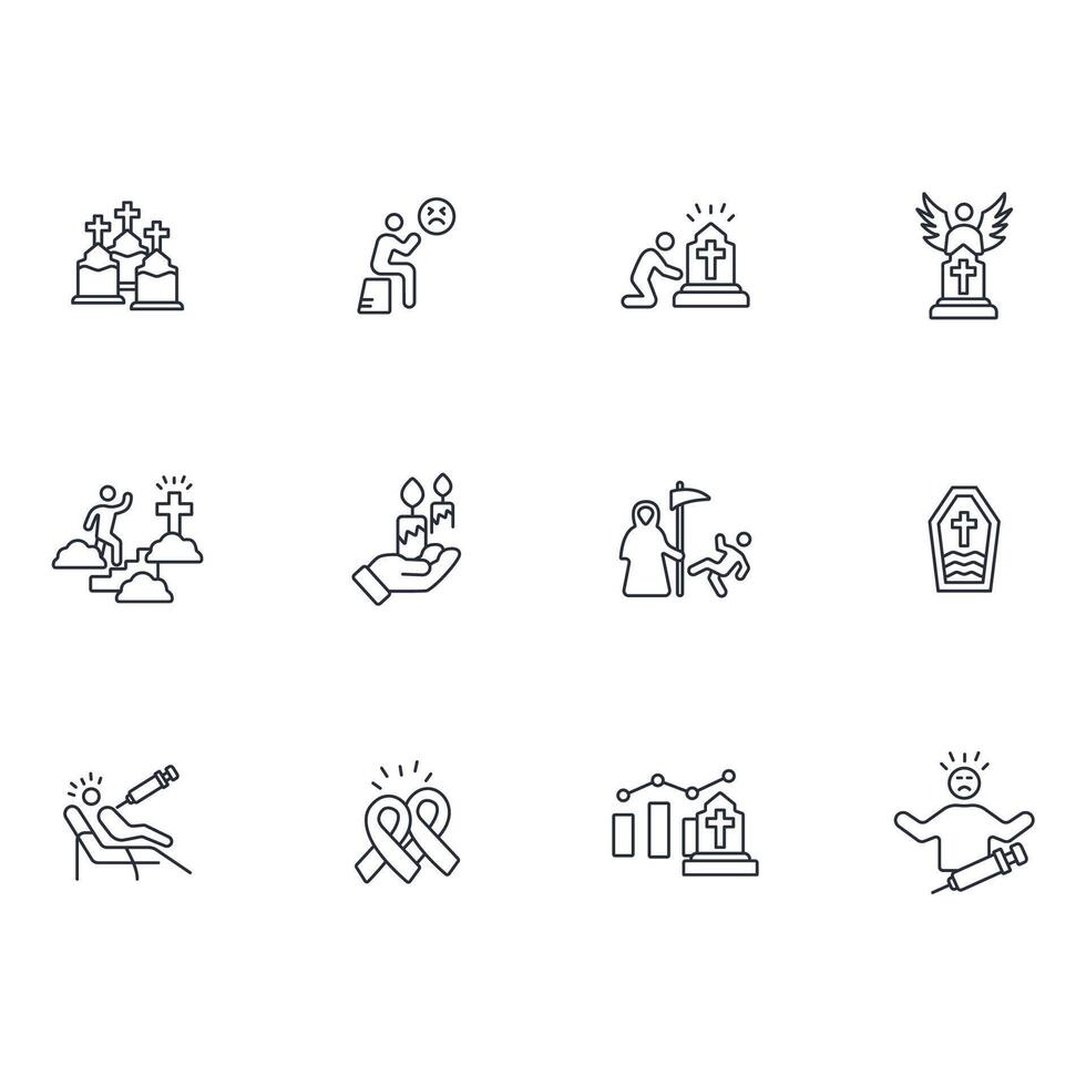 death icon set..Editable stroke.linear style sign for use web design,logo.Symbol illustration. vector