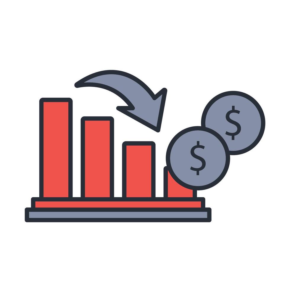 market crash icon. .Editable stroke.linear style sign for use web design,logo.Symbol illustration. vector
