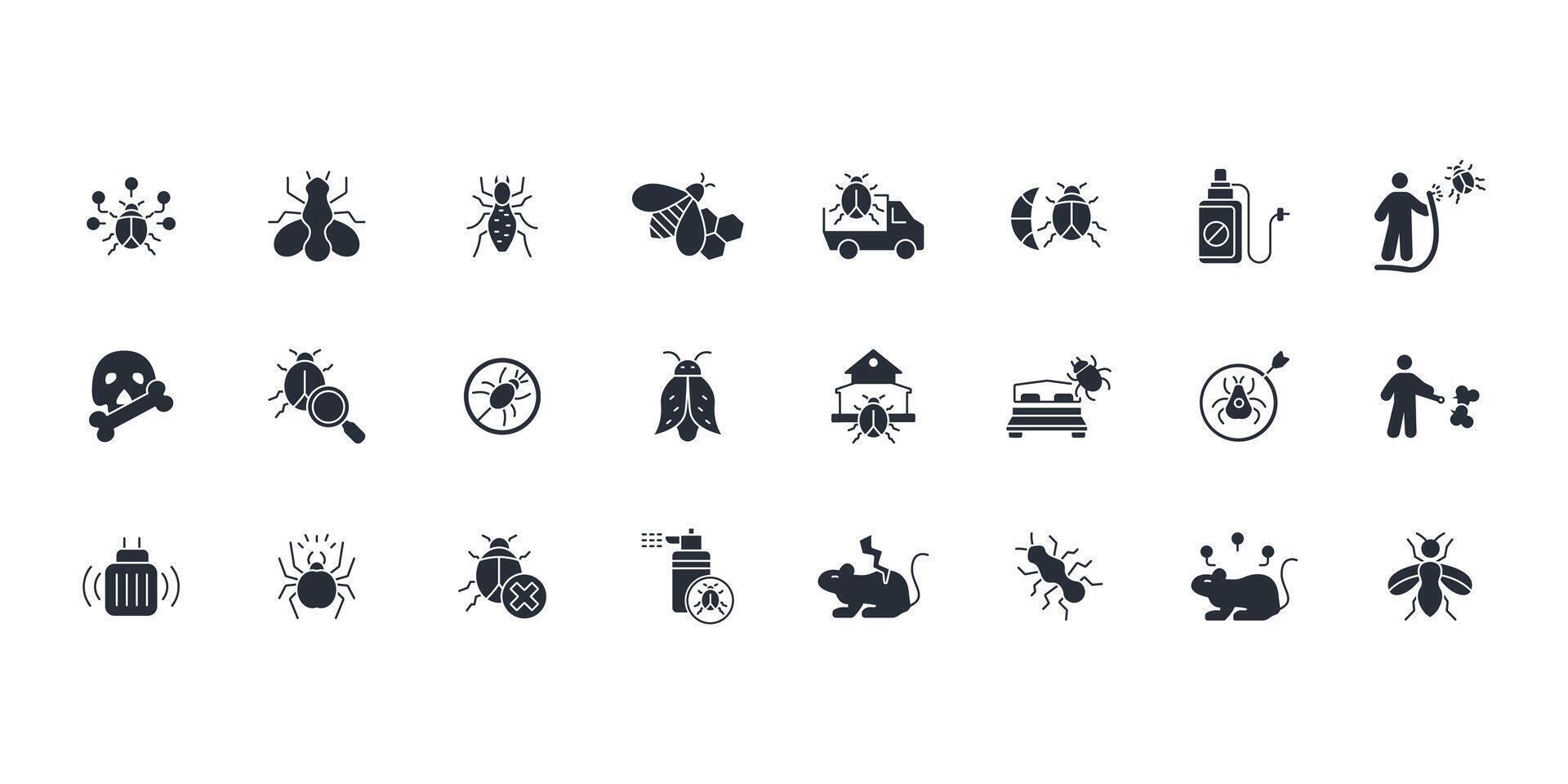 Pest control icon set..Editable stroke.linear style sign for use web design,logo.Symbol illustration. vector