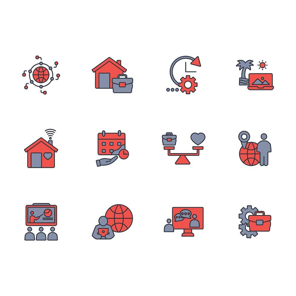 working from home icon set..Editable stroke.linear style sign for use web design,logo.Symbol illustration. vector