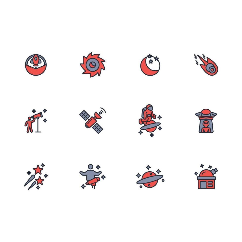Astronomy icon set..Editable stroke.linear style sign for use web design,logo.Symbol illustration. vector