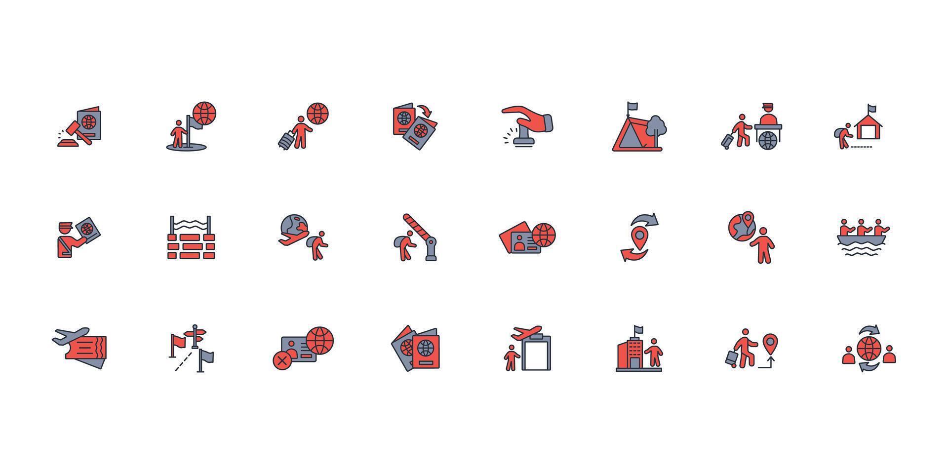 migration icon set..Editable stroke.linear style sign for use web design,logo.Symbol illustration. vector