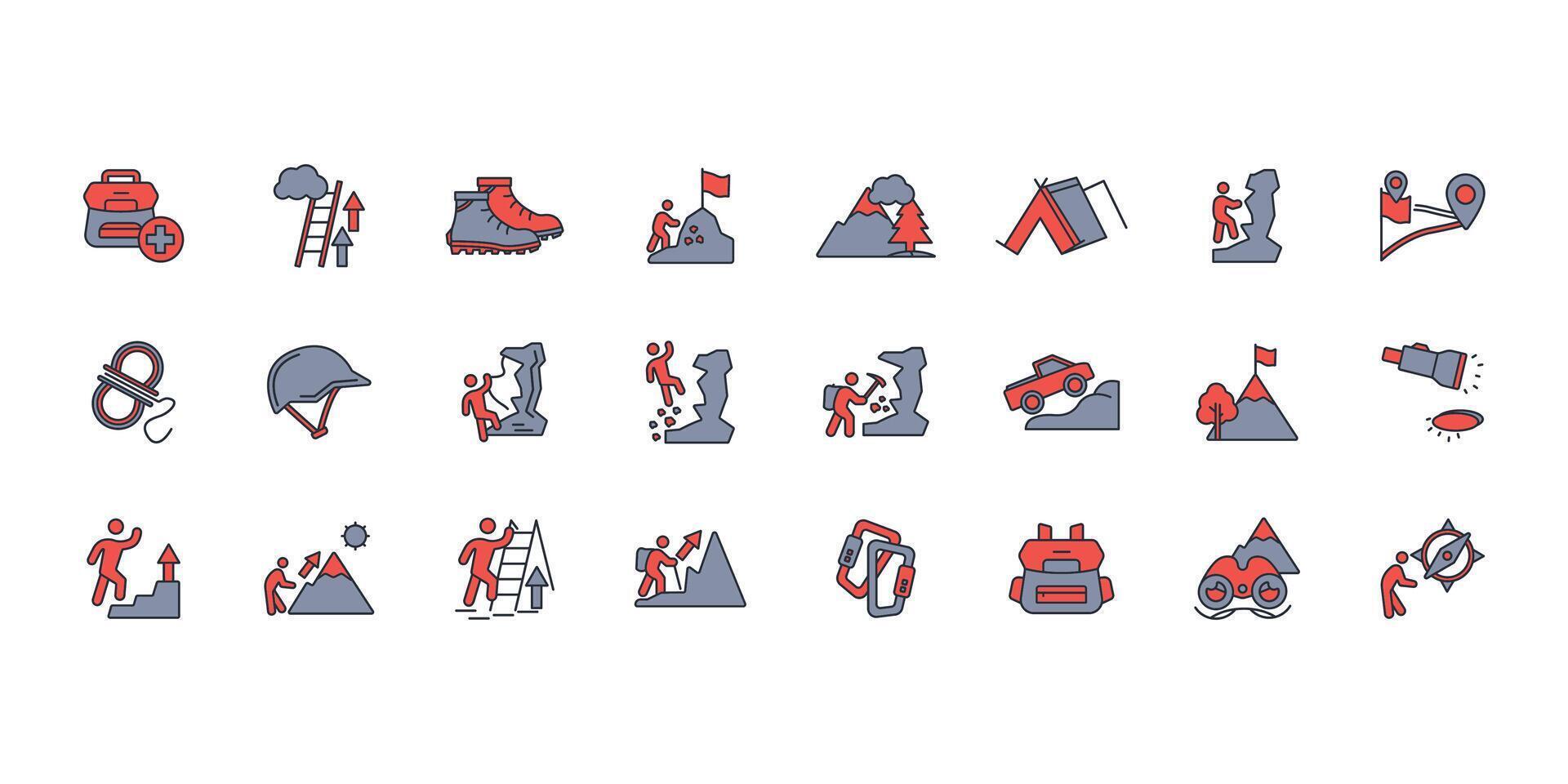 Climbing icon set..Editable stroke.linear style sign for use web design,logo.Symbol illustration. vector
