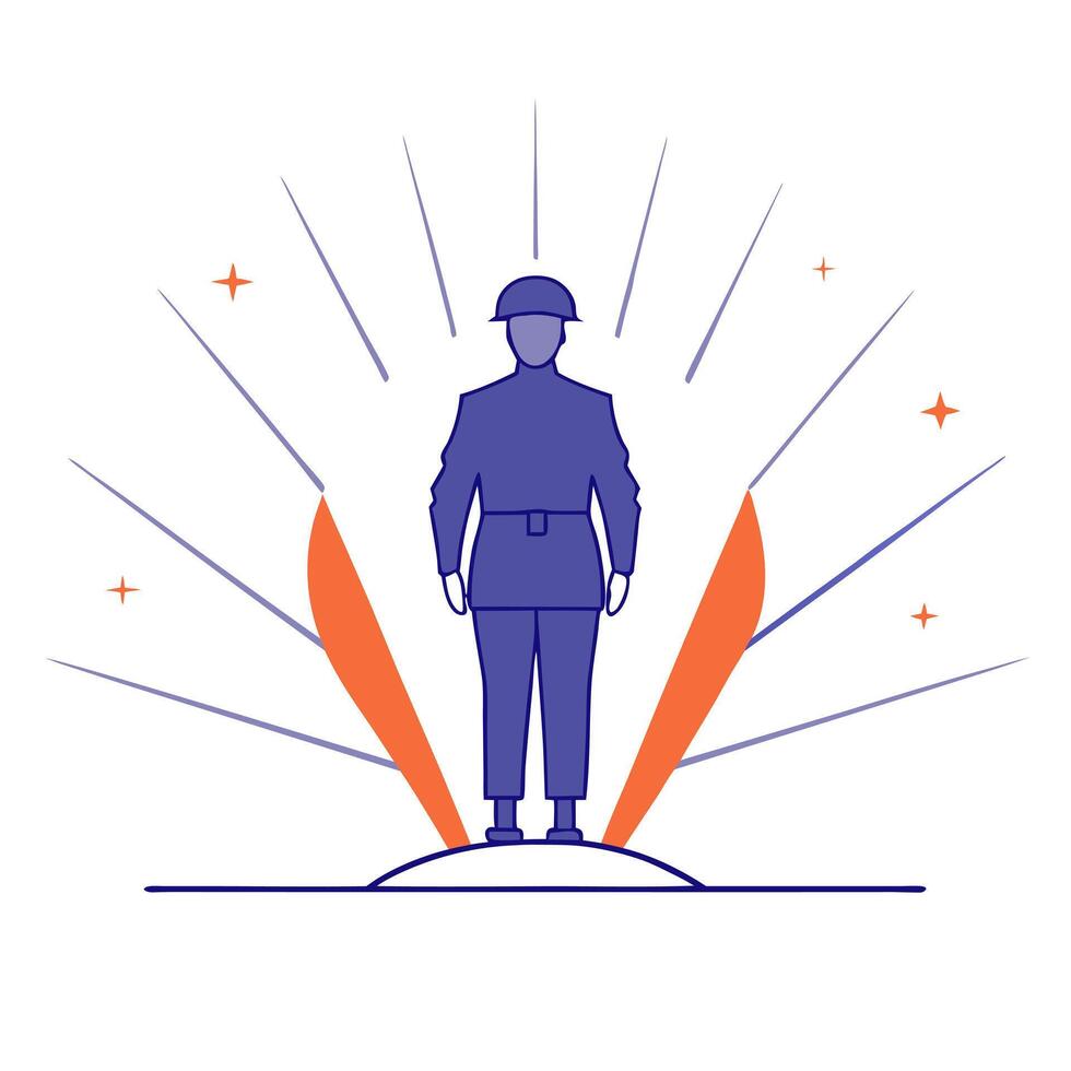 Glowing silhouette of a soldier with background vector