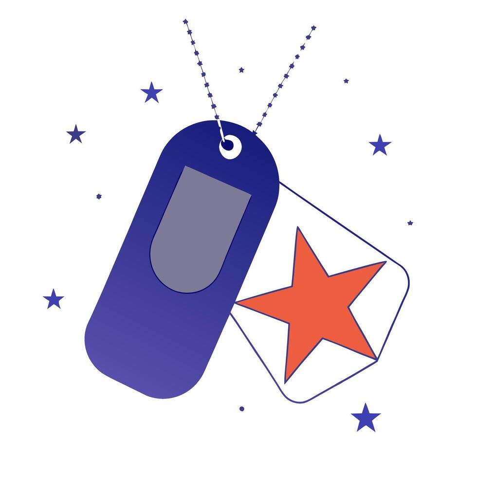 Glowing star and dog tag with copy space vector