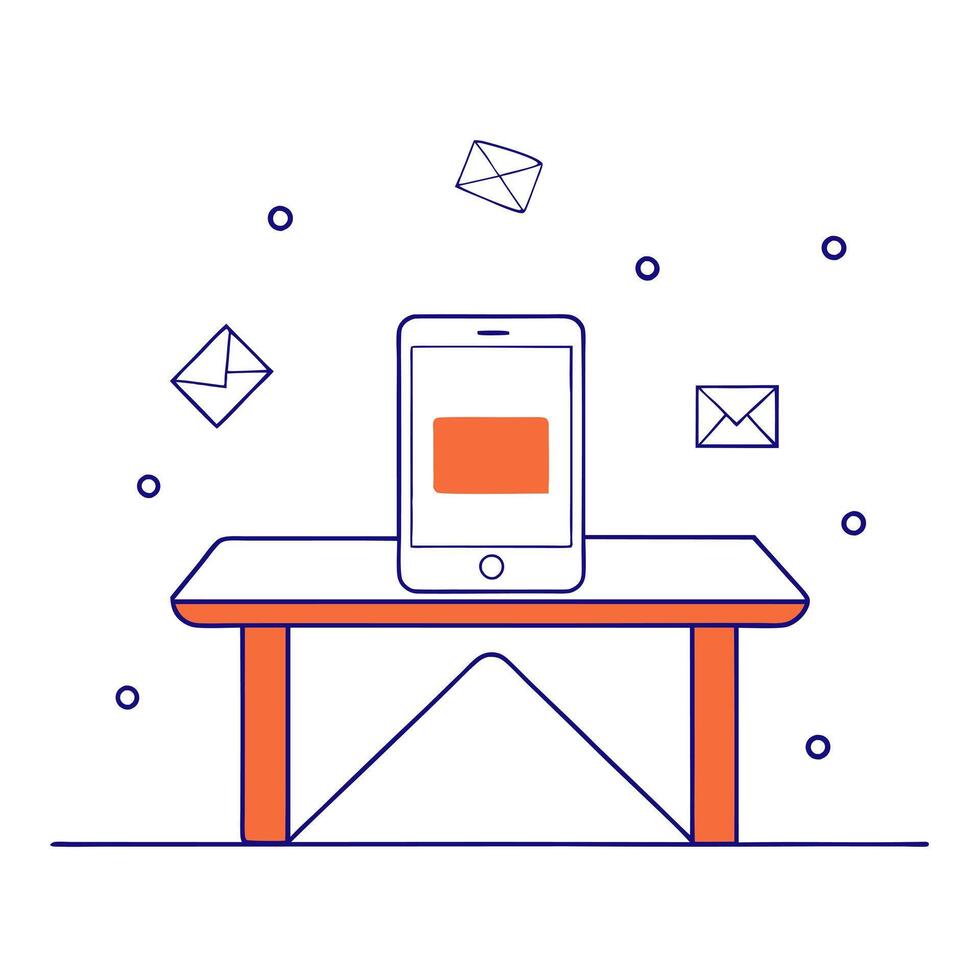 Glossy smartphone with floating marketing emails and notifications vector