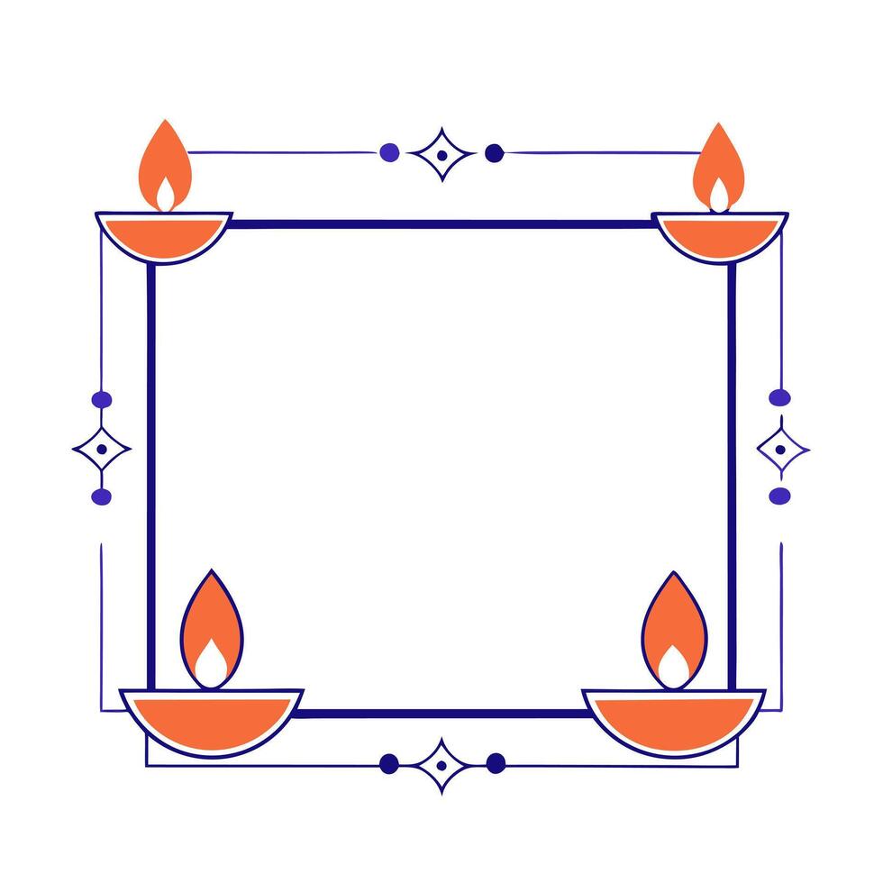 Glowing Diwali rangoli elements and diyas framing a colorful copy space with Festive Vibes wording vector