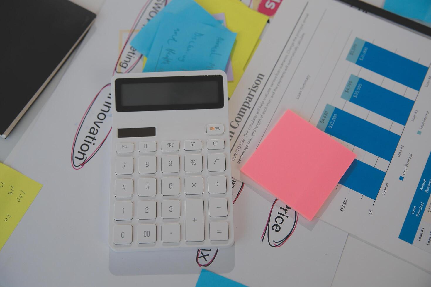 businessman working data document graph chart report marketing research development planning management strategy analysis financial accounting. Business office concept. photo