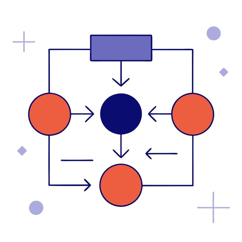 Glowing flowchart with arrows indicating financial processes vector