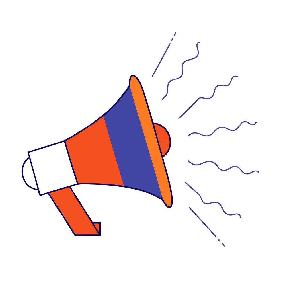 Glowing megaphone with marketing messages radiating out vector