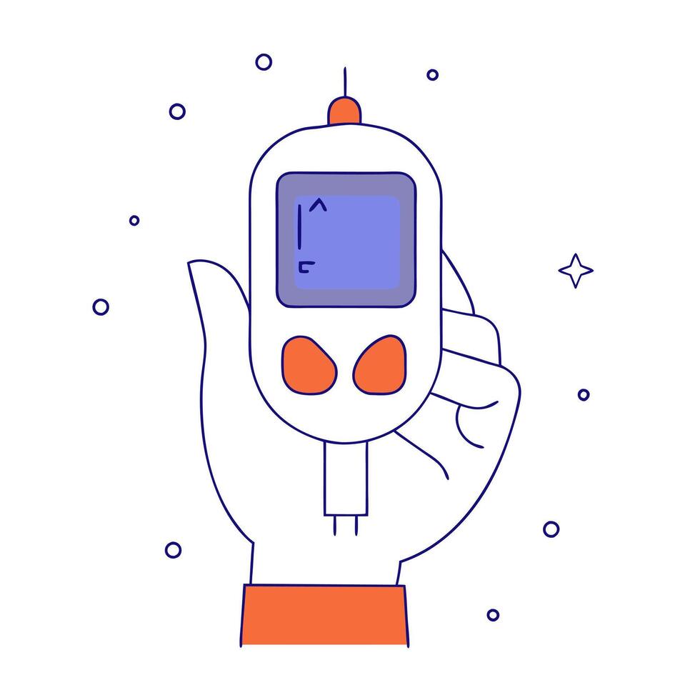 Glowing art featuring a person using a glucometer for World Diabetes Day vector
