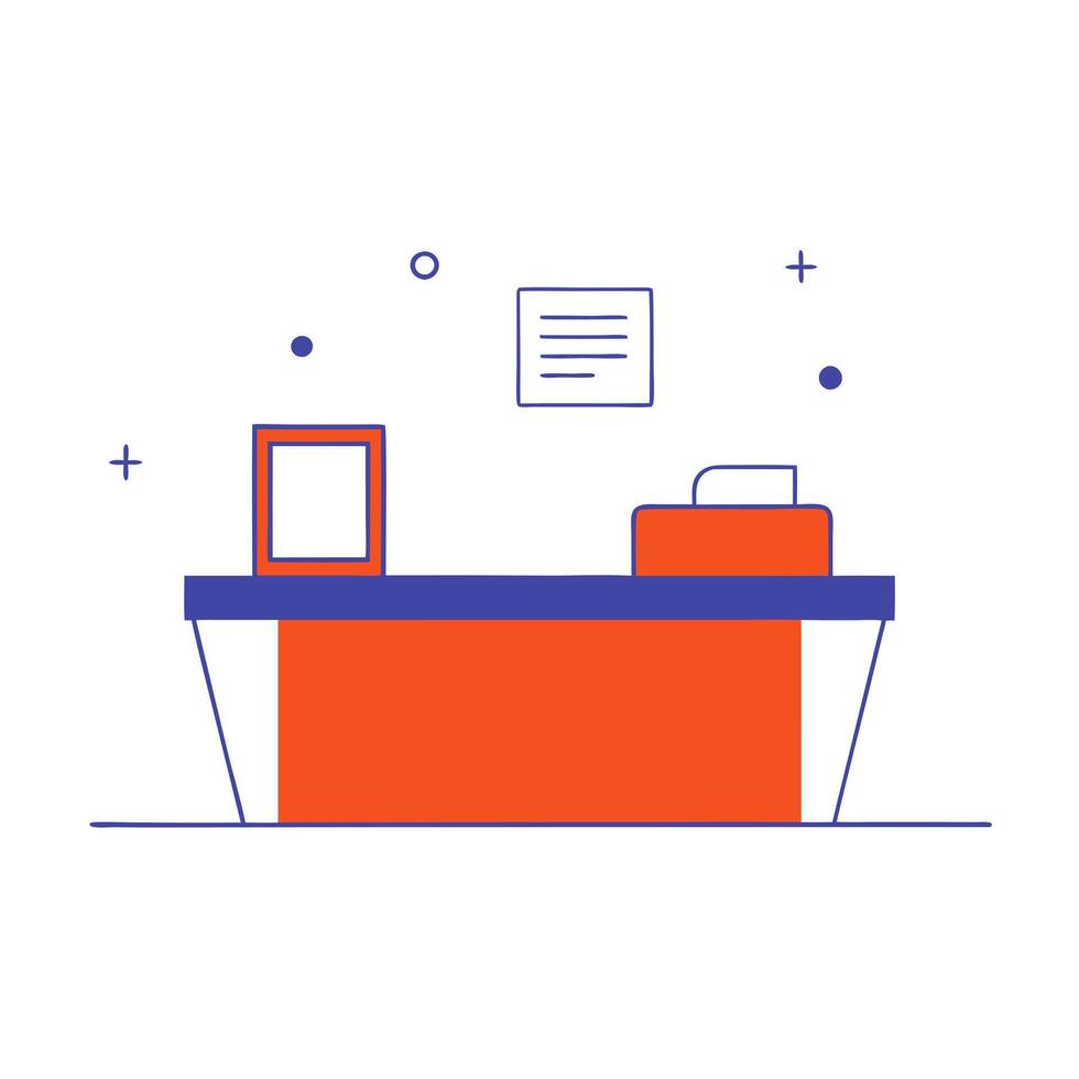 Glossy office environment with marketing materials neatly arranged vector