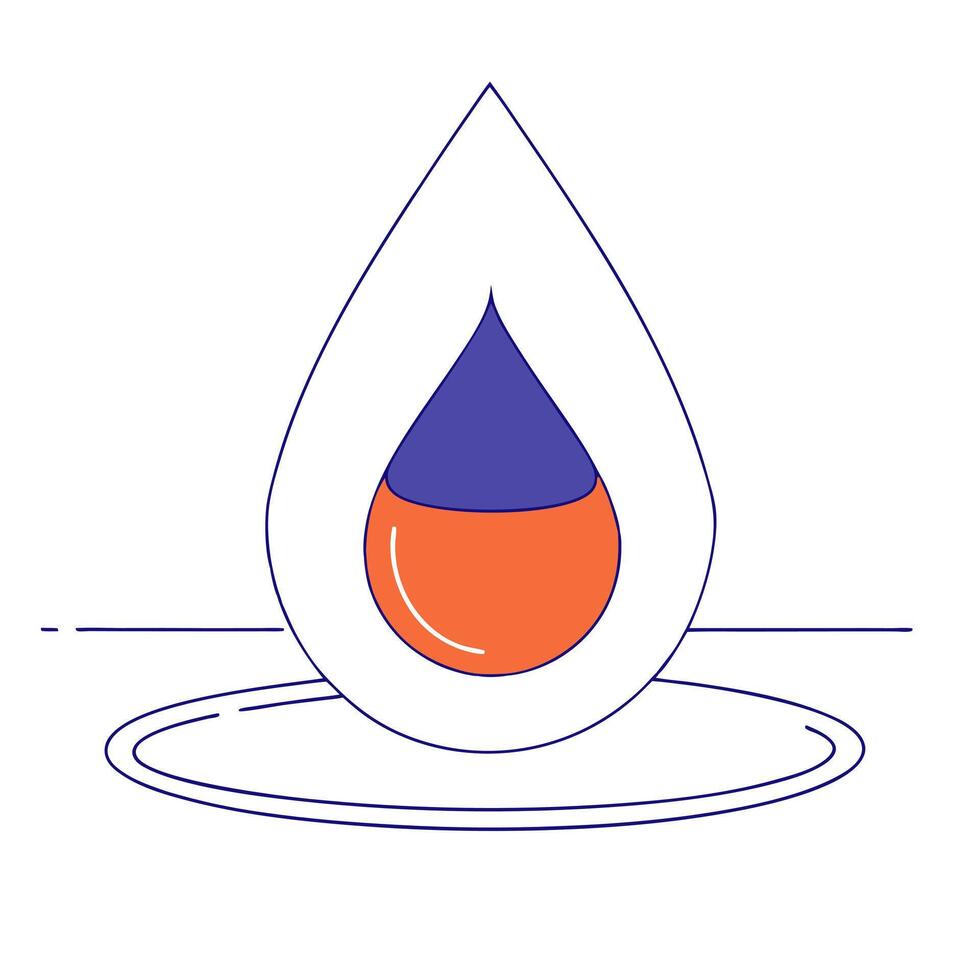 Glossy white surface with a single wine drop creating ripples vector