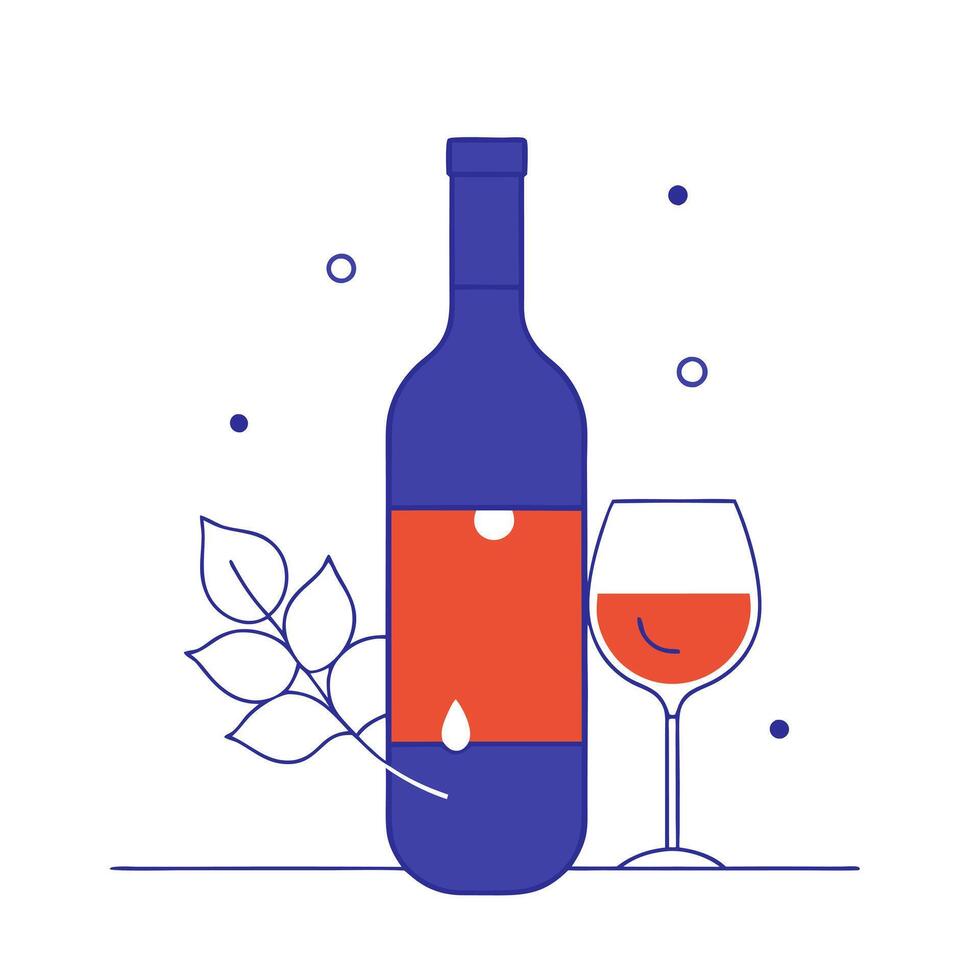 Floating wine bottle with pouring liquid forming a vine with Rich Full text vector