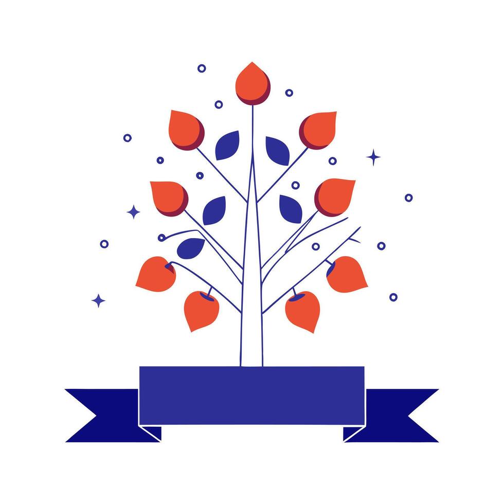 Glowing art of a digital tree with Labh Pancham fruits vector