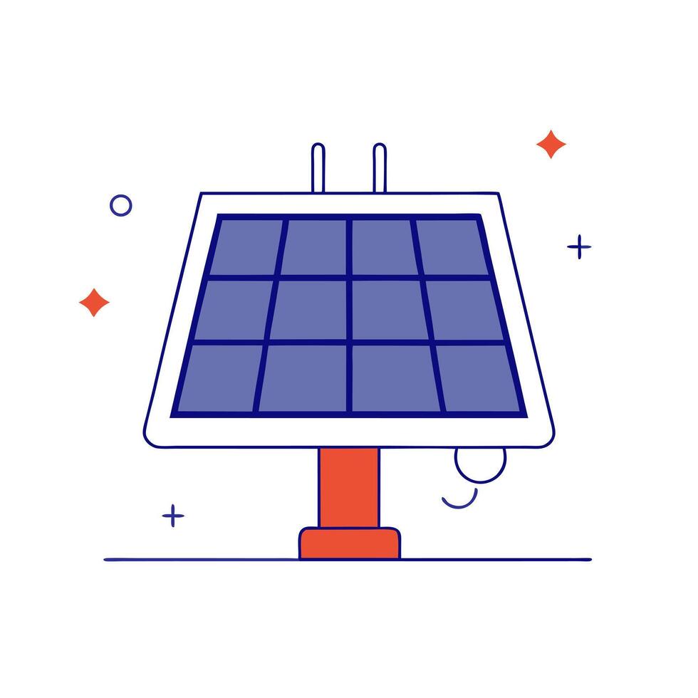 Glossy solar panel and plug with holographic energy efficiency and sustainability metrics vector