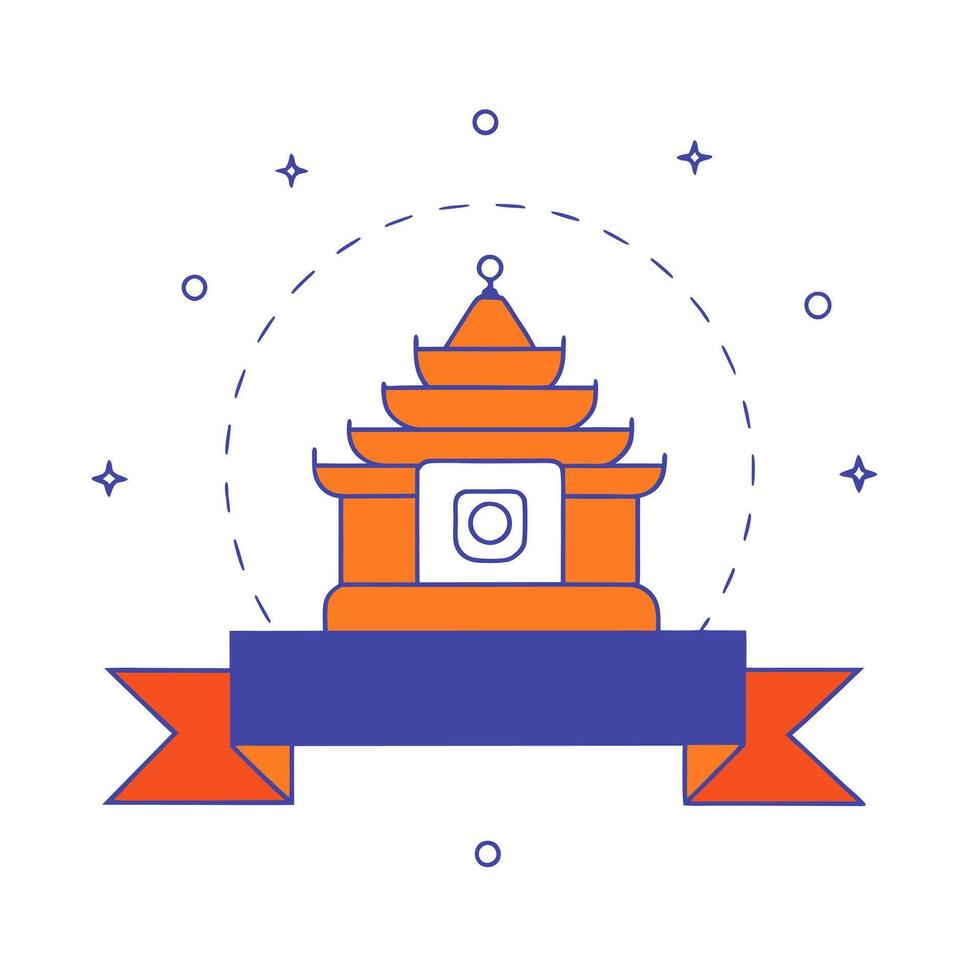 Glowing art of a digital temple with Labh Pancham symbols vector