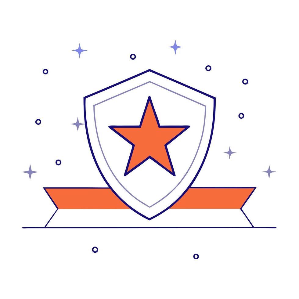 Glossy military badge over a reflective star spangled background vector