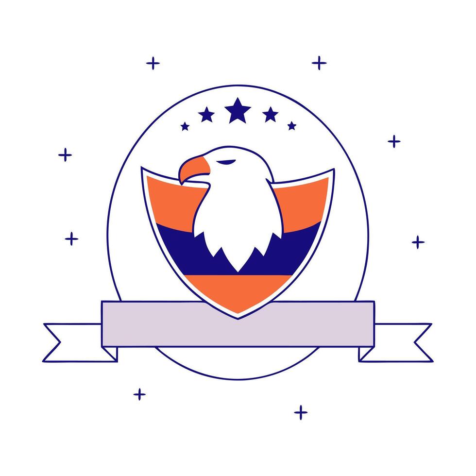 Glossy eagle emblem over a reflective patriotic background vector