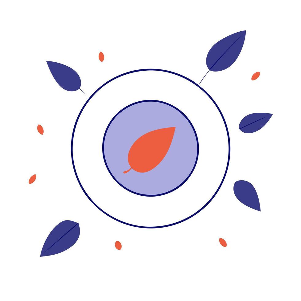Glossy ceramic surface with vibrant tea leaves and soft shadow play vector