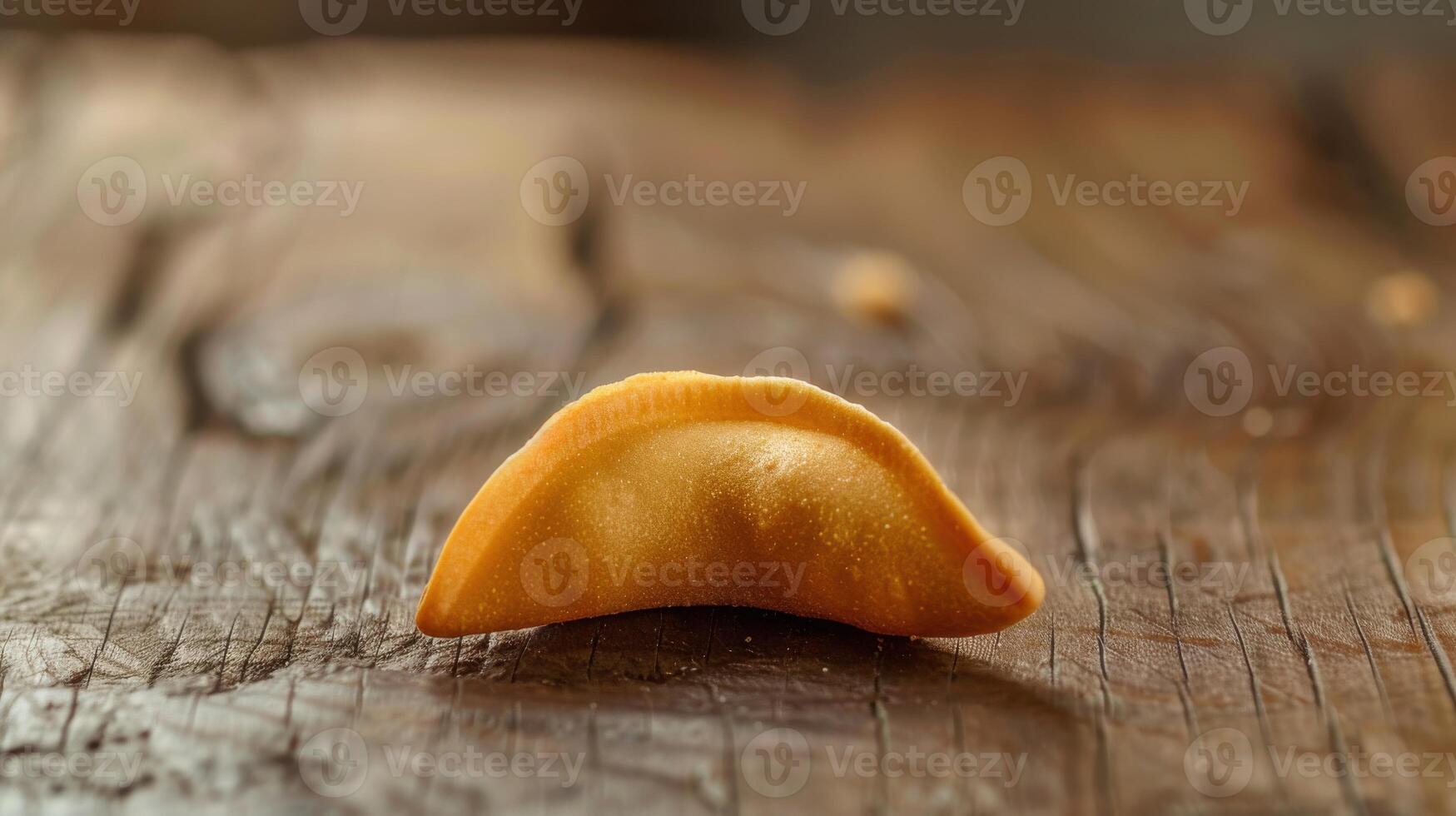 A single piece of fried dough on a wooden surface photo