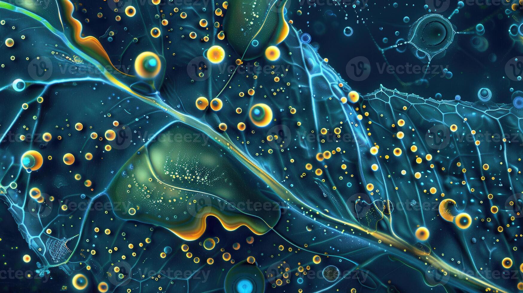 A digital painting of a leaf with bubbles photo