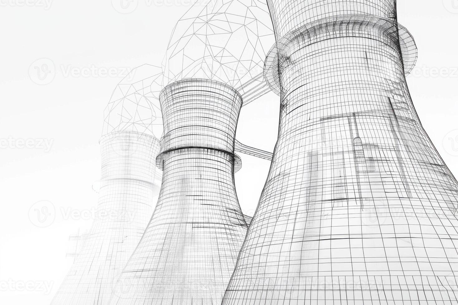 A 3d rendering of three cooling towers photo