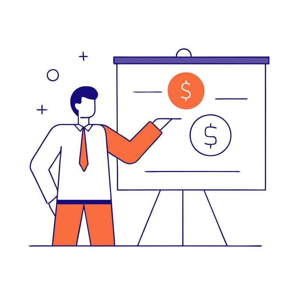 Financial officer explaining tax strategies on a whiteboard vector