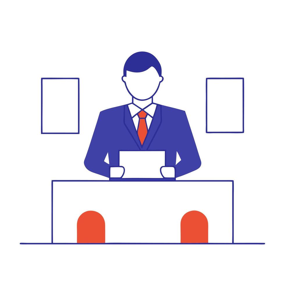 Financial officer preparing for a presentation in a conference room vector