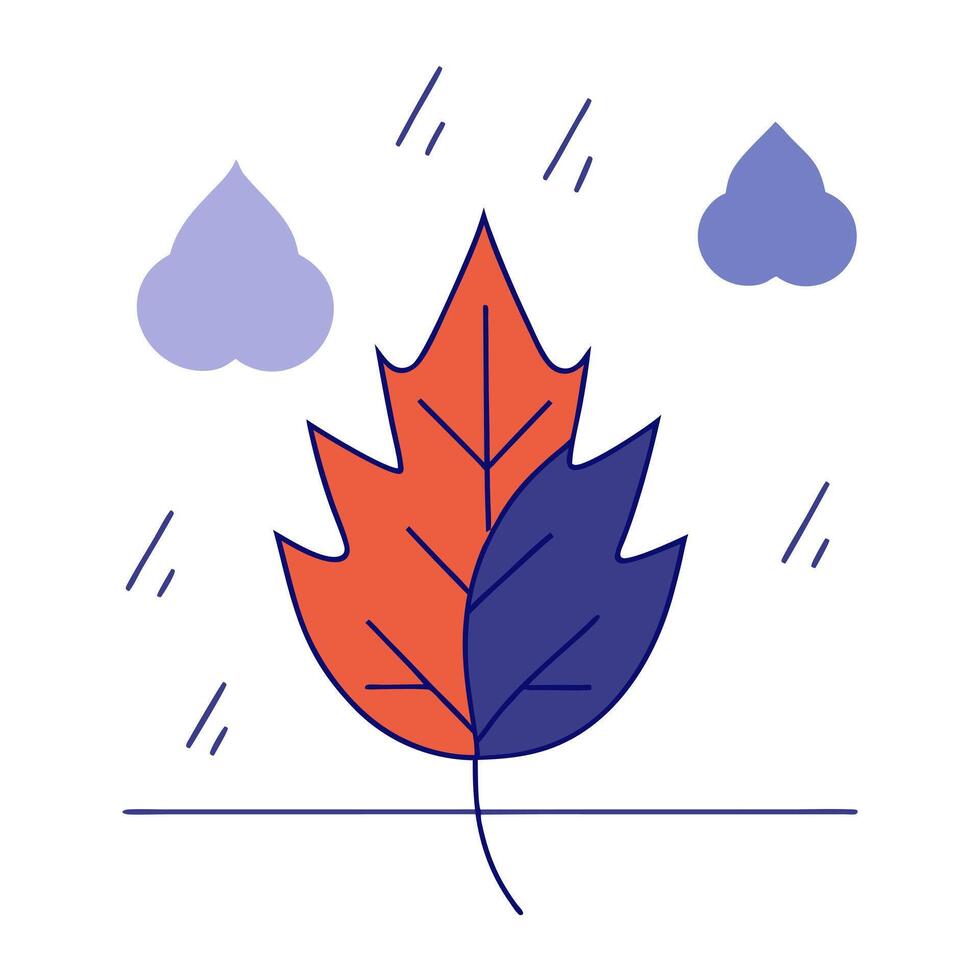 Falling Autumn Leaf and Raindrop with Autumn Shower Text vector