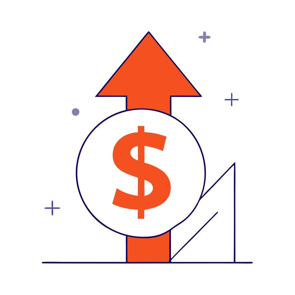 Dollar sign and upward arrow isolated on a white background vector