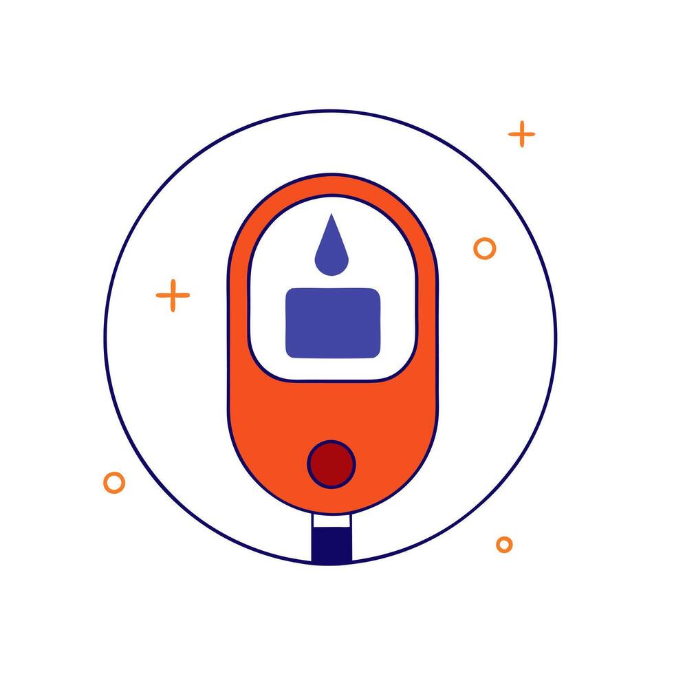 Floating blue circle symbol with glucose meter vector