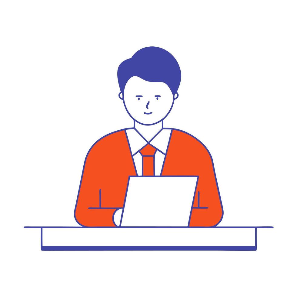 Financial officer sitting at a desk reviewing quarterly earnings reports vector