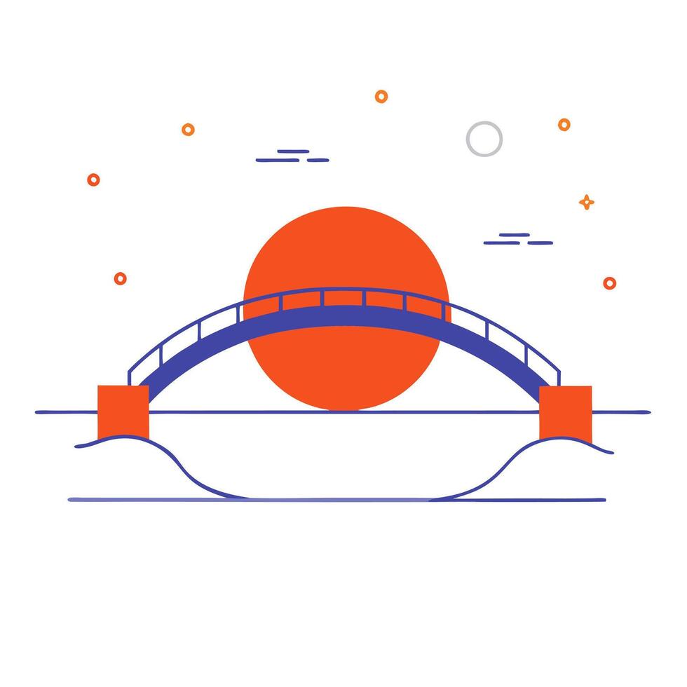 Glossy Bridge over a Moonlit River for Mid Autumn Festival vector