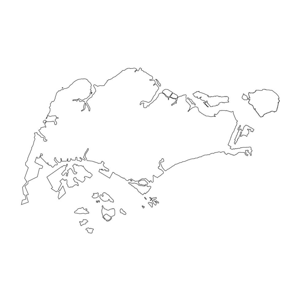 Singapore blank outline map vector