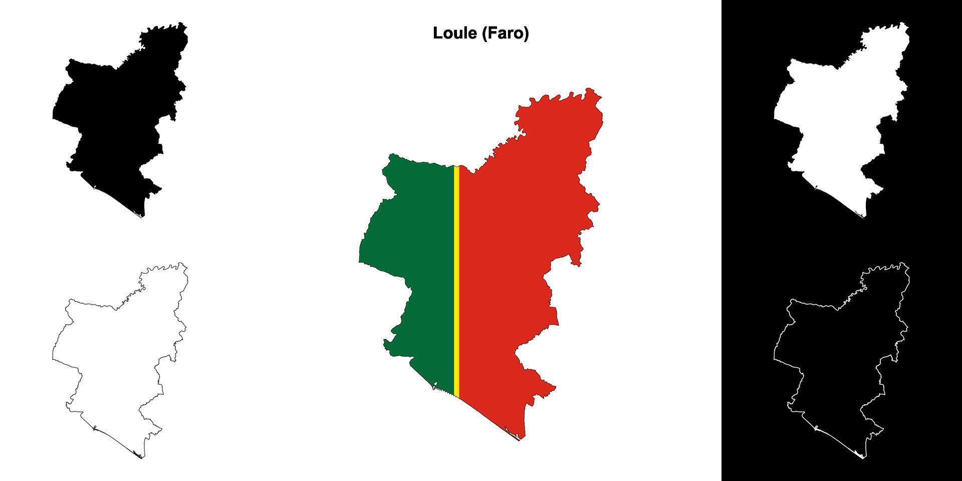 Loule municipality outline map set vector